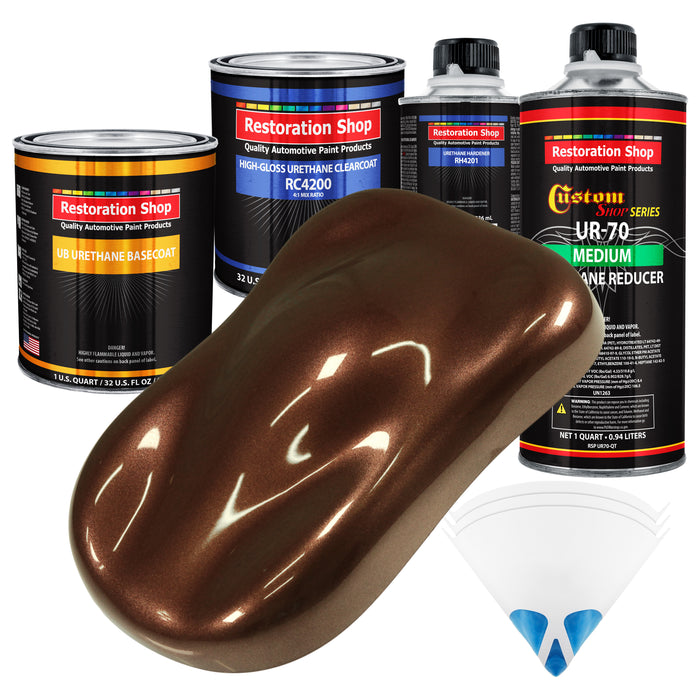 Saddle Brown Firemist - Urethane Basecoat with Clearcoat Auto Paint (Complete Medium Quart Paint Kit) Professional Gloss Automotive Car Truck Coating