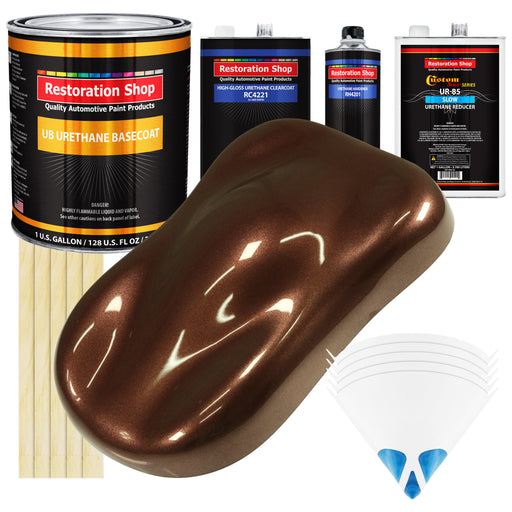 Saddle Brown Firemist - Urethane Basecoat with Clearcoat Auto Paint - Complete Slow Gallon Paint Kit - Professional Gloss Automotive Car Truck Coating