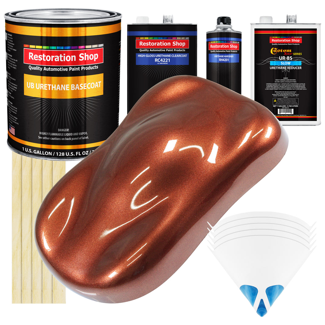 Saddle Brown Firemist - Urethane Basecoat with Clearcoat Auto Paint - Complete Slow Gallon Paint Kit - Professional Gloss Automotive Car Truck Coating
