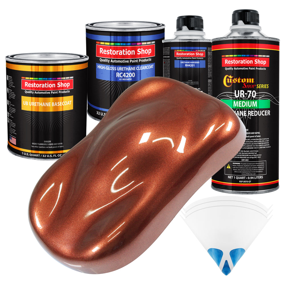 Whole Earth Brown Firemist - Urethane Basecoat with Clearcoat Auto Paint - Complete Medium Quart Paint Kit - Professional Automotive Car Truck Coating