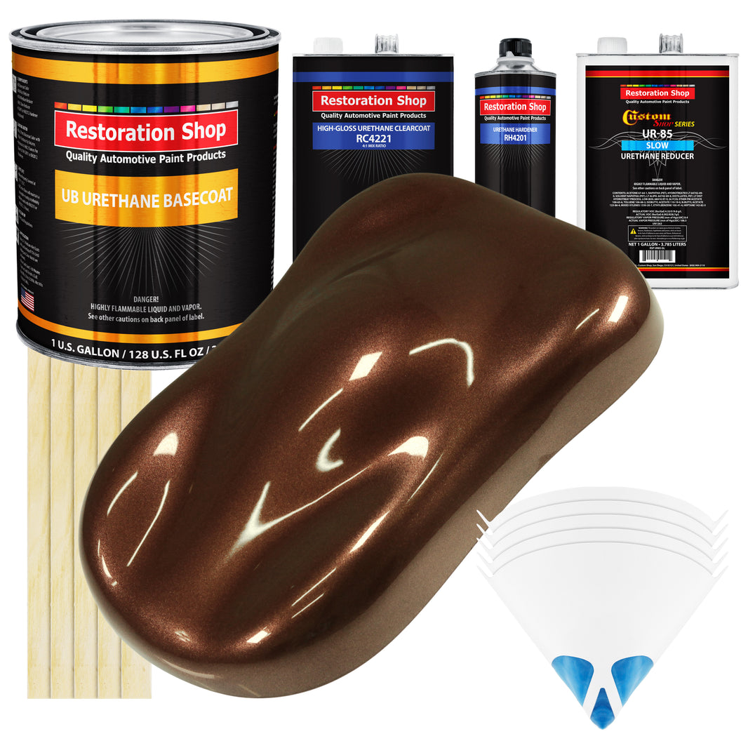 Whole Earth Brown Firemist - Urethane Basecoat with Clearcoat Auto Paint - Complete Slow Gallon Paint Kit - Professional Automotive Car Truck Coating