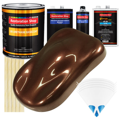 Whole Earth Brown Firemist - Urethane Basecoat with Clearcoat Auto Paint - Complete Slow Gallon Paint Kit - Professional Automotive Car Truck Coating
