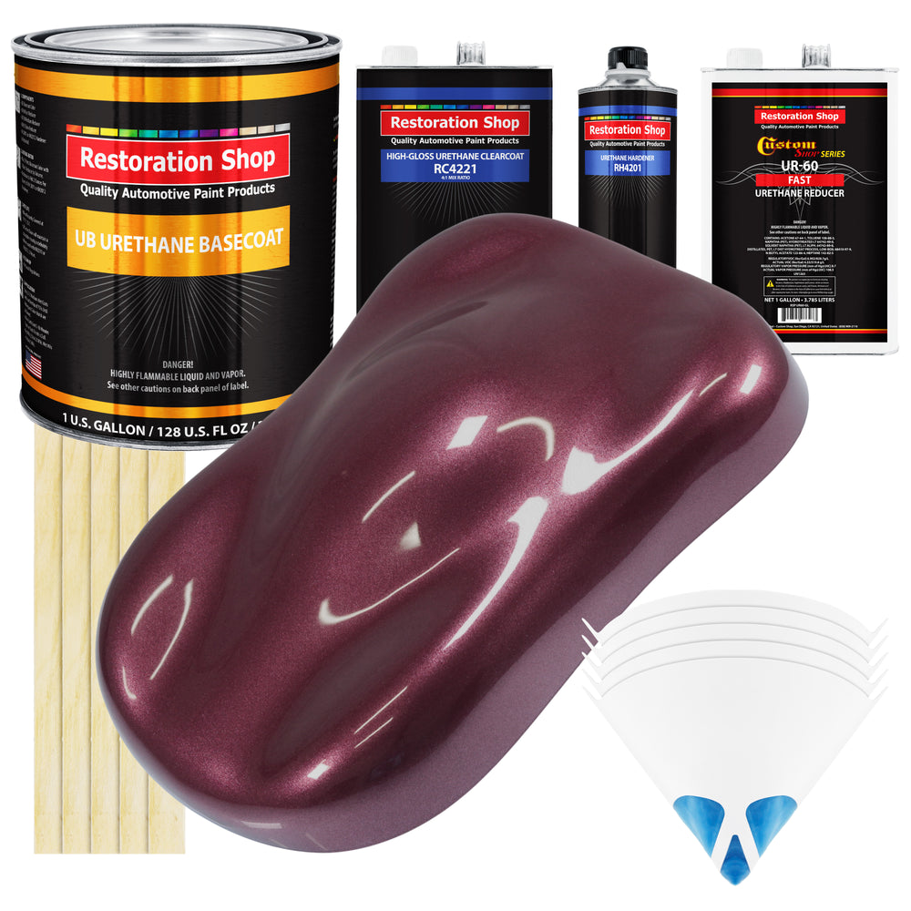 Milano Maroon Firemist - Urethane Basecoat with Clearcoat Auto Paint (Complete Fast Gallon Paint Kit) Professional Gloss Automotive Car Truck Coating