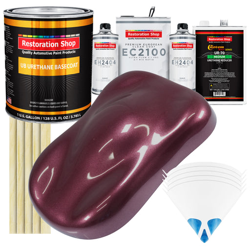 Milano Maroon Firemist Urethane Basecoat with European Clearcoat Auto Paint - Complete Gallon Paint Color Kit - Automotive Refinish Coating