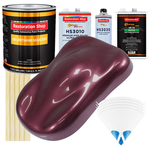 Milano Maroon Firemist - Urethane Basecoat with Premium Clearcoat Auto Paint (Complete Medium Gallon Paint Kit) Professional Gloss Automotive Coating