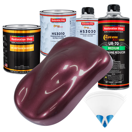 Milano Maroon Firemist - Urethane Basecoat with Premium Clearcoat Auto Paint - Complete Medium Quart Paint Kit - Professional Gloss Automotive Coating