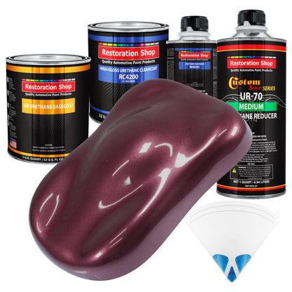 Milano Maroon Firemist - Urethane Basecoat with Clearcoat Auto Paint (Complete Medium Quart Paint Kit) Professional Gloss Automotive Car Truck Coating