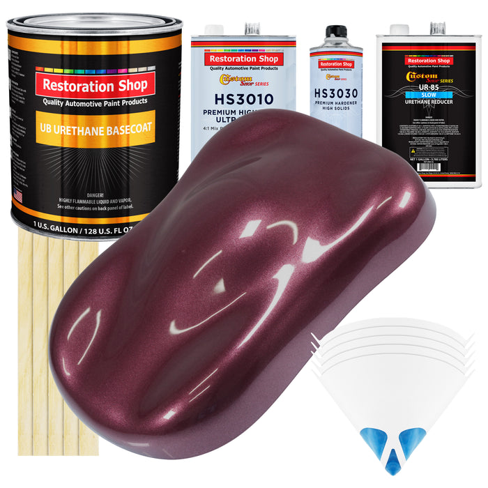 Milano Maroon Firemist - Urethane Basecoat with Premium Clearcoat Auto Paint - Complete Slow Gallon Paint Kit - Professional Gloss Automotive Coating