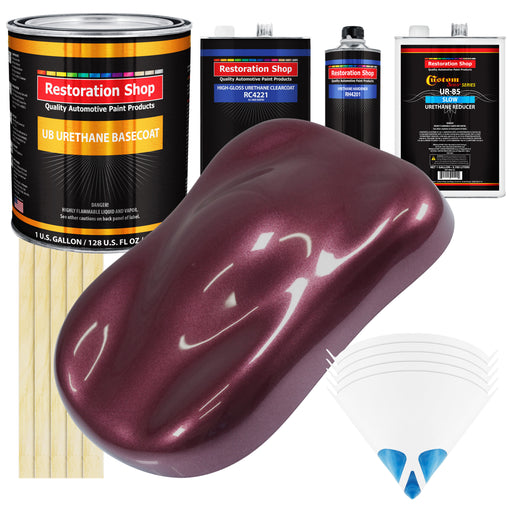Milano Maroon Firemist - Urethane Basecoat with Clearcoat Auto Paint (Complete Slow Gallon Paint Kit) Professional Gloss Automotive Car Truck Coating