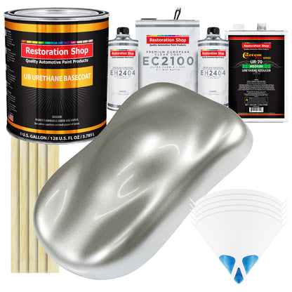 Brilliant Silver Firemist Urethane Basecoat with European Clearcoat Auto Paint - Complete Gallon Paint Color Kit - Automotive Refinish Coating
