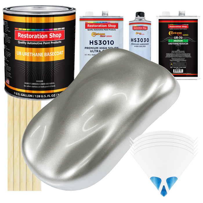 Brilliant Silver Firemist - Urethane Basecoat with Premium Clearcoat Auto Paint - Complete Medium Gallon Paint Kit - Professional Automotive Coating