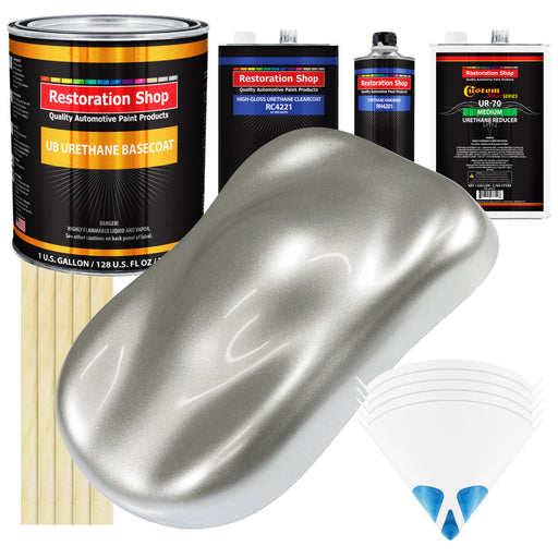 Brilliant Silver Firemist - Urethane Basecoat with Clearcoat Auto Paint - Complete Medium Gallon Paint Kit - Professional Automotive Car Truck Coating