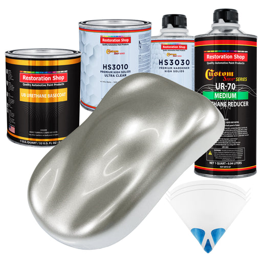 Brilliant Silver Firemist - Urethane Basecoat with Premium Clearcoat Auto Paint - Complete Medium Quart Paint Kit - Professional Automotive Coating
