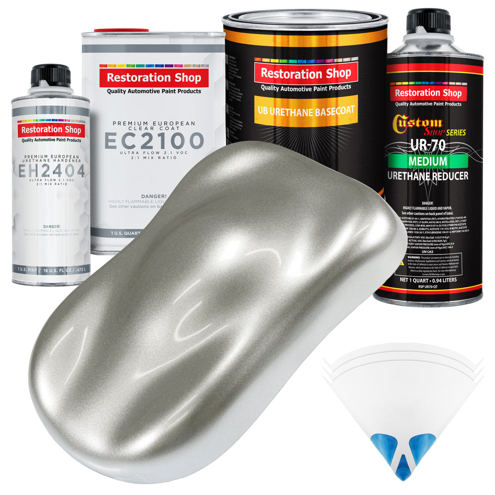 Brilliant Silver Firemist Urethane Basecoat with European Clearcoat Auto Paint - Complete Quart Paint Color Kit - Automotive Refinish Coating