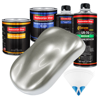 Brilliant Silver Firemist - Urethane Basecoat with Clearcoat Auto Paint - Complete Medium Quart Paint Kit - Professional Automotive Car Truck Coating