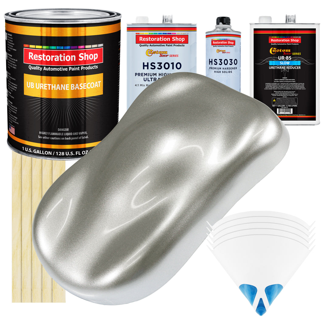 Brilliant Silver Firemist - Urethane Basecoat with Premium Clearcoat Auto Paint (Complete Slow Gallon Paint Kit) Professional Gloss Automotive Coating
