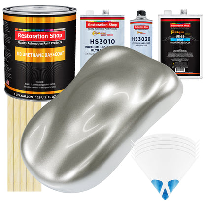 Brilliant Silver Firemist - Urethane Basecoat with Premium Clearcoat Auto Paint (Complete Slow Gallon Paint Kit) Professional Gloss Automotive Coating