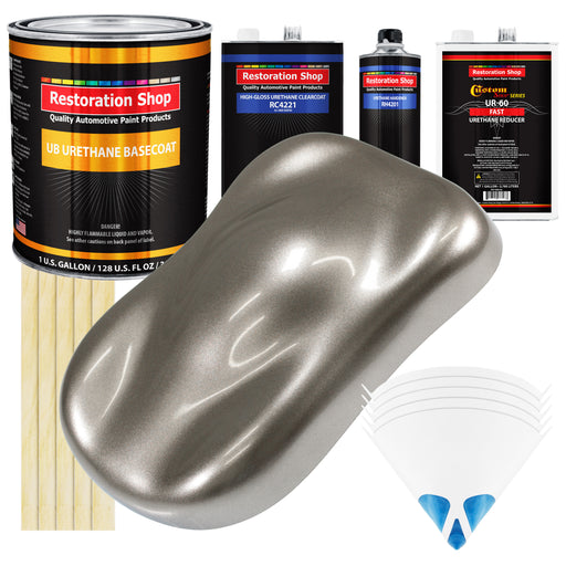 Firemist Pewter Silver - Urethane Basecoat with Clearcoat Auto Paint (Complete Fast Gallon Paint Kit) Professional Gloss Automotive Car Truck Coating