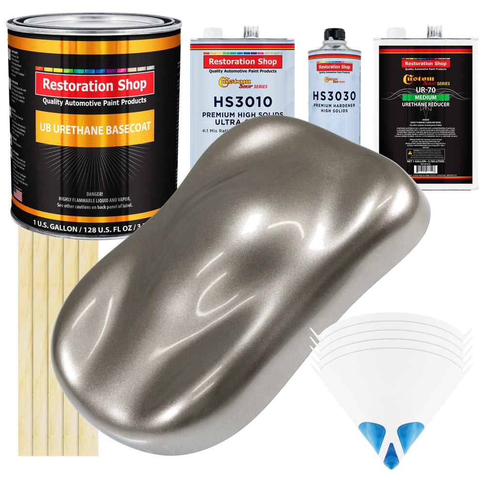 Firemist Pewter Silver - Urethane Basecoat with Premium Clearcoat Auto Paint (Complete Medium Gallon Paint Kit) Professional Gloss Automotive Coating