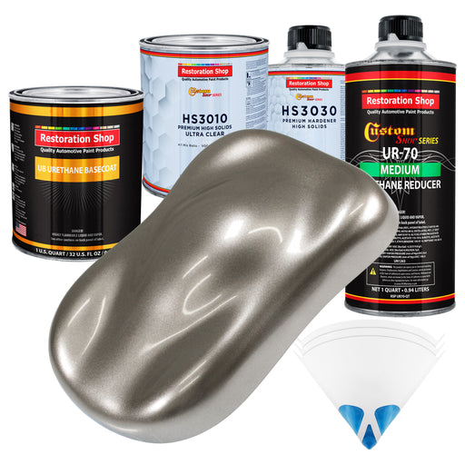 Firemist Pewter Silver - Urethane Basecoat with Premium Clearcoat Auto Paint - Complete Medium Quart Paint Kit - Professional Gloss Automotive Coating