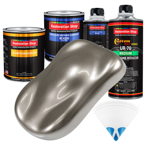 Firemist Pewter Silver - Urethane Basecoat with Clearcoat Auto Paint (Complete Medium Quart Paint Kit) Professional Gloss Automotive Car Truck Coating