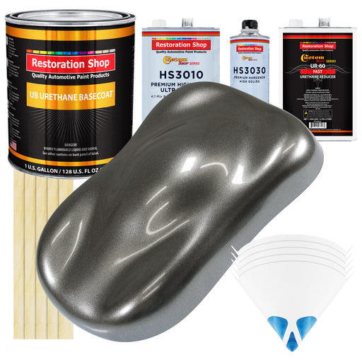 Charcoal Gray Firemist - Urethane Basecoat with Premium Clearcoat Auto Paint - Complete Fast Gallon Paint Kit - Professional Gloss Automotive Coating