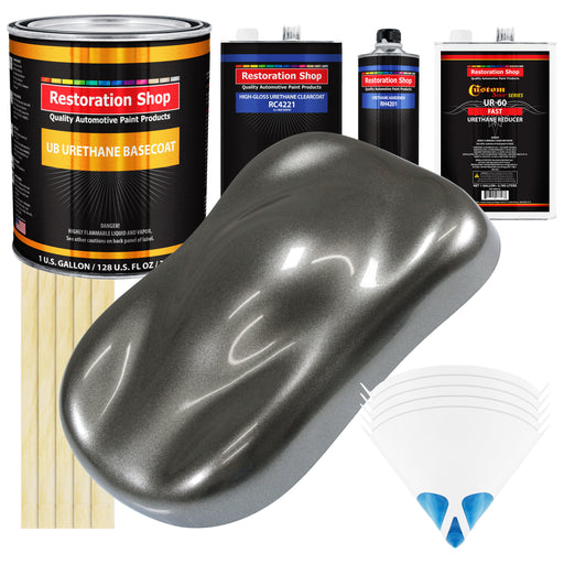 Charcoal Gray Firemist - Urethane Basecoat with Clearcoat Auto Paint (Complete Fast Gallon Paint Kit) Professional Gloss Automotive Car Truck Coating