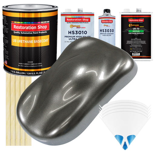 Charcoal Gray Firemist - Urethane Basecoat with Premium Clearcoat Auto Paint (Complete Medium Gallon Paint Kit) Professional Gloss Automotive Coating