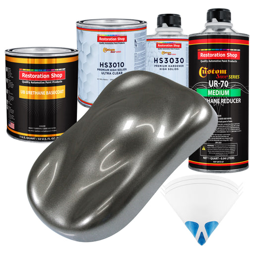 Charcoal Gray Firemist - Urethane Basecoat with Premium Clearcoat Auto Paint - Complete Medium Quart Paint Kit - Professional Gloss Automotive Coating