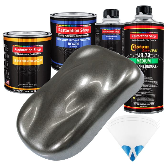 Charcoal Gray Firemist - Urethane Basecoat with Clearcoat Auto Paint (Complete Medium Quart Paint Kit) Professional Gloss Automotive Car Truck Coating