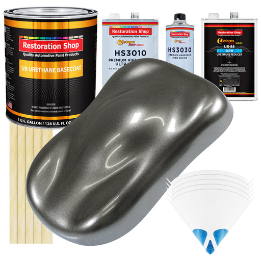 Charcoal Gray Firemist - Urethane Basecoat with Premium Clearcoat Auto Paint - Complete Slow Gallon Paint Kit - Professional Gloss Automotive Coating