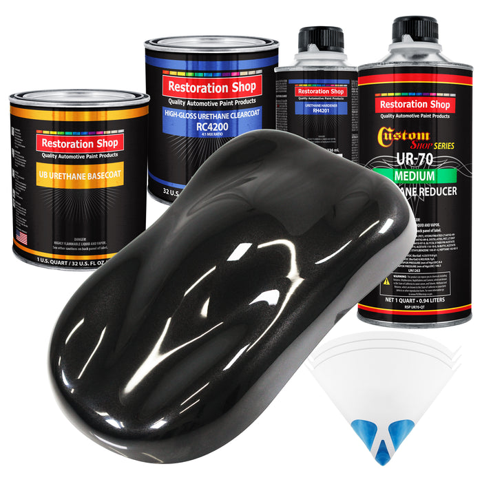 Black Diamond Firemist - Urethane Basecoat with Clearcoat Auto Paint (Complete Medium Quart Paint Kit) Professional Gloss Automotive Car Truck Coating