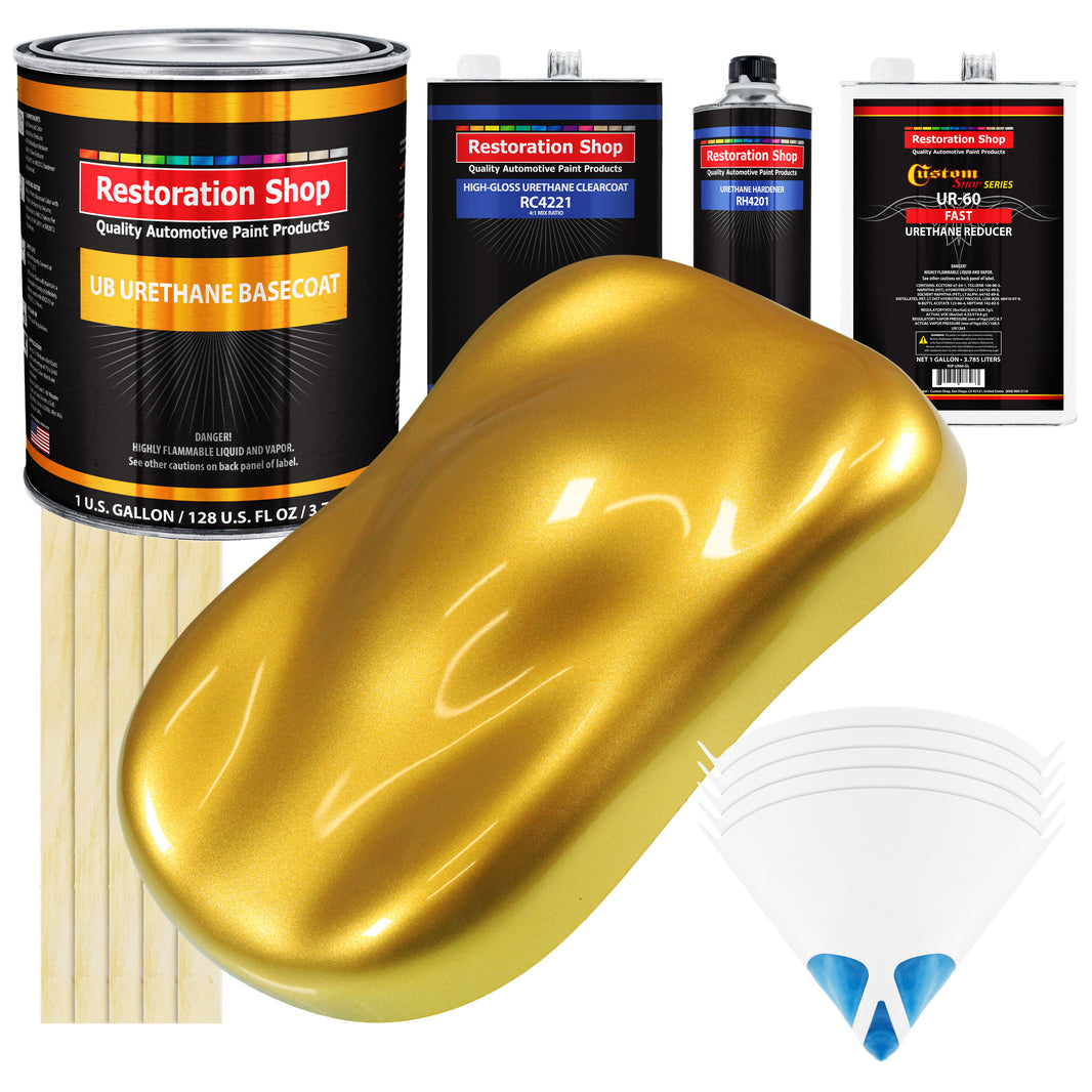 Saturn Gold Firemist - Urethane Basecoat with Clearcoat Auto Paint - Complete Fast Gallon Paint Kit - Professional Gloss Automotive Car Truck Coating