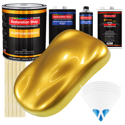 Saturn Gold Firemist - Urethane Basecoat with Clearcoat Auto Paint - Complete Fast Gallon Paint Kit - Professional Gloss Automotive Car Truck Coating