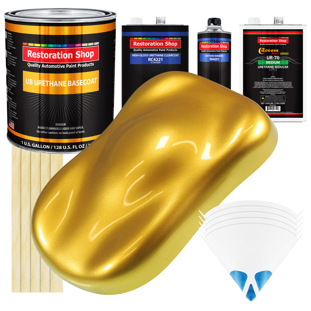 Saturn Gold Firemist - Urethane Basecoat with Clearcoat Auto Paint (Complete Medium Gallon Paint Kit) Professional Gloss Automotive Car Truck Coating