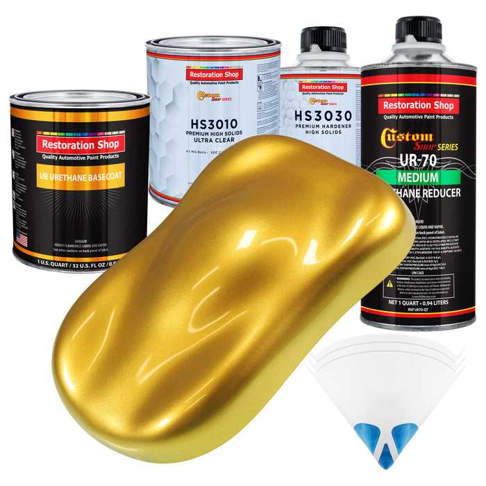 Saturn Gold Firemist - Urethane Basecoat with Premium Clearcoat Auto Paint - Complete Medium Quart Paint Kit - Professional Gloss Automotive Coating