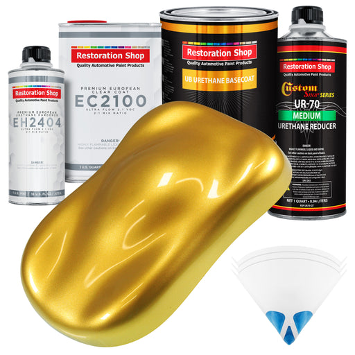 Saturn Gold Firemist Urethane Basecoat with European Clearcoat Auto Paint - Complete Quart Paint Color Kit - Automotive Refinish Coating
