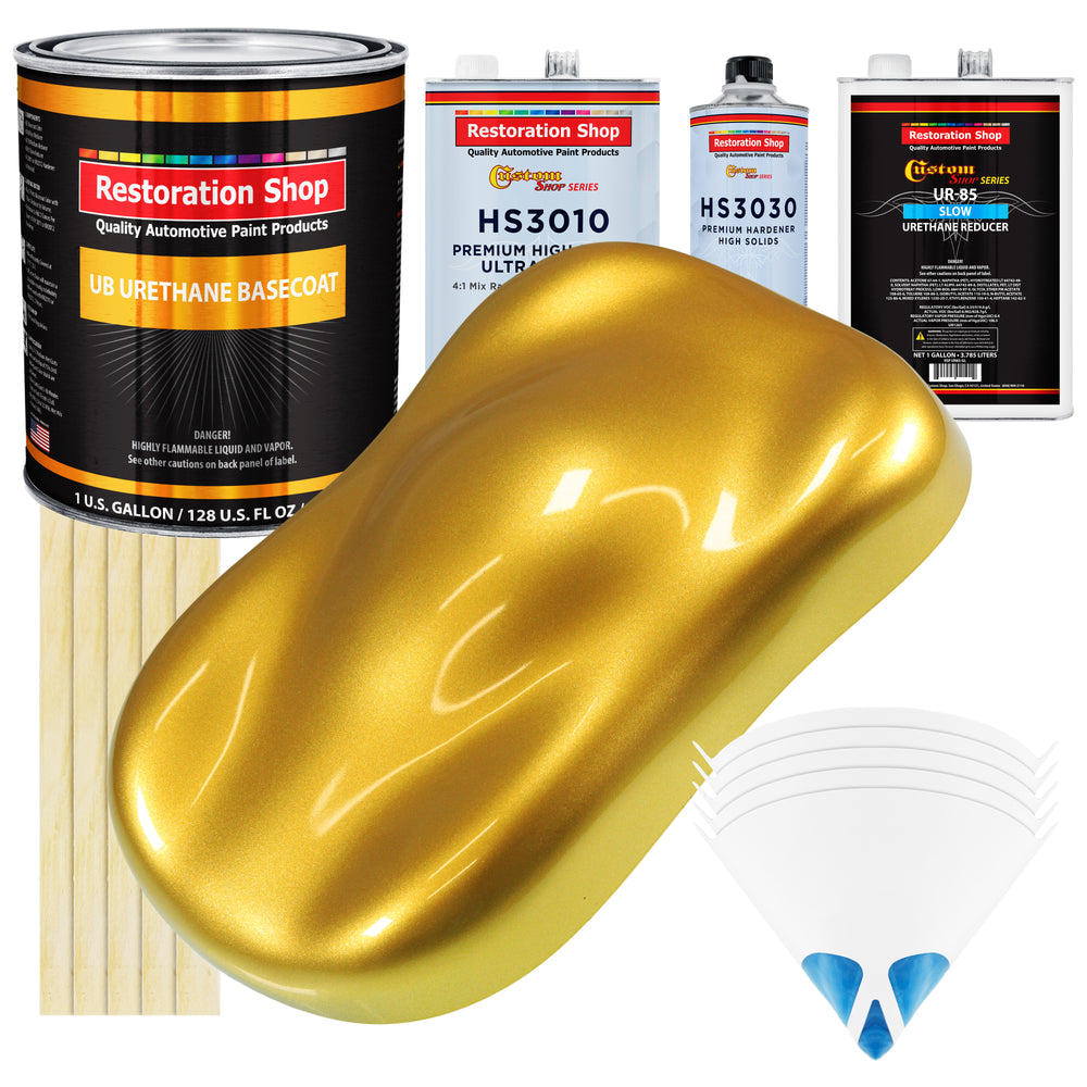 Saturn Gold Firemist - Urethane Basecoat with Premium Clearcoat Auto Paint (Complete Slow Gallon Paint Kit) Professional High Gloss Automotive Coating