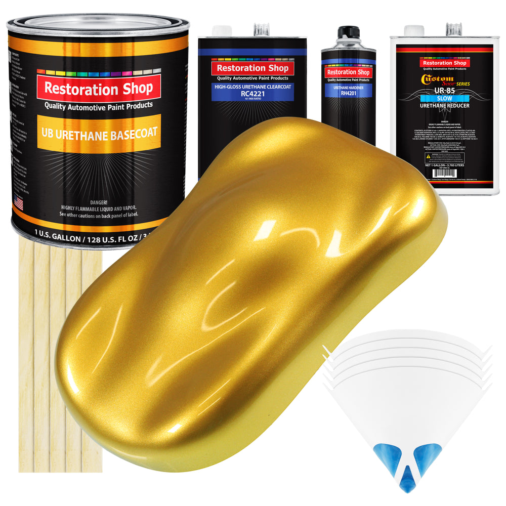 Saturn Gold Firemist - Urethane Basecoat with Clearcoat Auto Paint - Complete Slow Gallon Paint Kit - Professional Gloss Automotive Car Truck Coating
