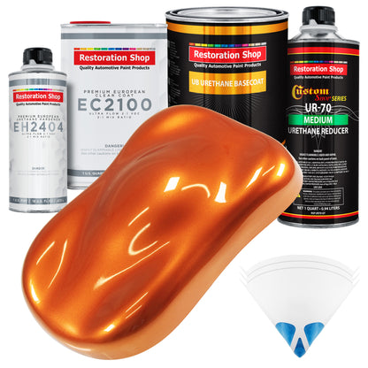 Firemist Orange Urethane Basecoat with European Clearcoat Auto Paint - Complete Quart Paint Color Kit - Automotive Refinish Coating