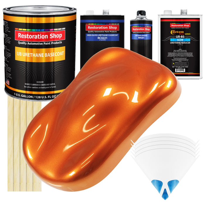 Firemist Orange - Urethane Basecoat with Clearcoat Auto Paint (Complete Slow Gallon Paint Kit) Professional High Gloss Automotive Car Truck Coating