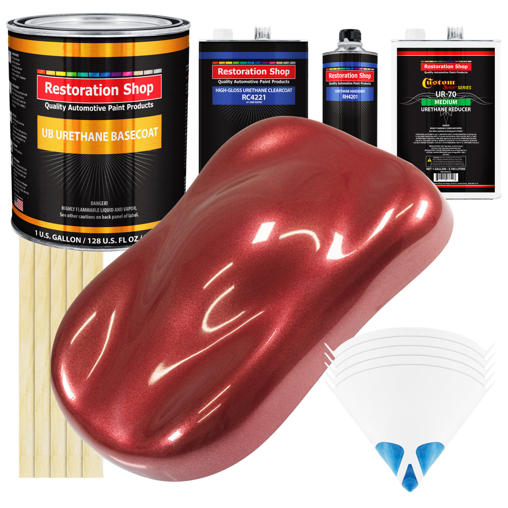 Firemist Red - Urethane Basecoat with Clearcoat Auto Paint - Complete Medium Gallon Paint Kit - Professional High Gloss Automotive, Car, Truck Coating