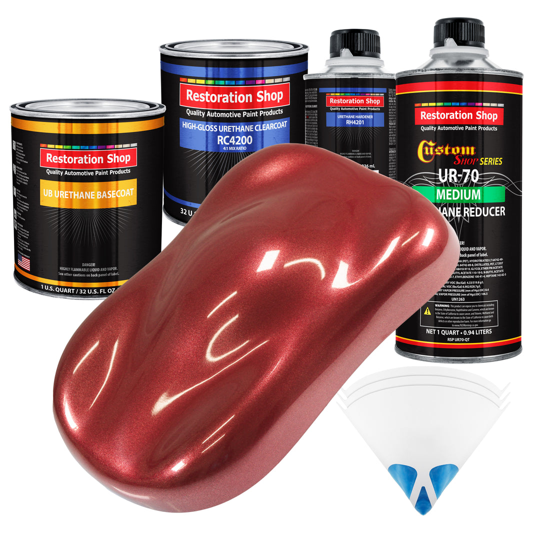 Firemist Red - Urethane Basecoat with Clearcoat Auto Paint - Complete Medium Quart Paint Kit - Professional High Gloss Automotive, Car, Truck Coating
