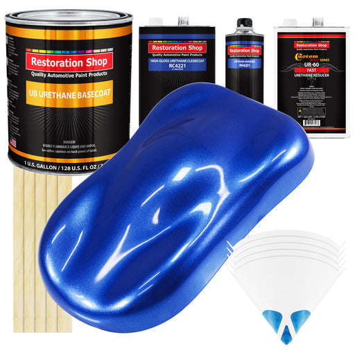 Cobalt Blue Firemist - Urethane Basecoat with Clearcoat Auto Paint - Complete Fast Gallon Paint Kit - Professional Gloss Automotive Car Truck Coating