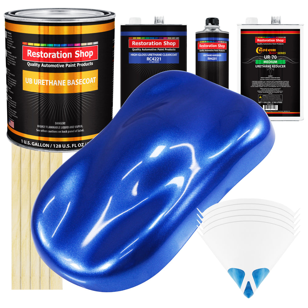 Cobalt Blue Firemist - Urethane Basecoat with Clearcoat Auto Paint (Complete Medium Gallon Paint Kit) Professional Gloss Automotive Car Truck Coating