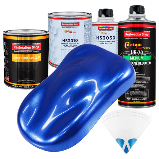 Cobalt Blue Firemist - Urethane Basecoat with Premium Clearcoat Auto Paint - Complete Medium Quart Paint Kit - Professional Gloss Automotive Coating