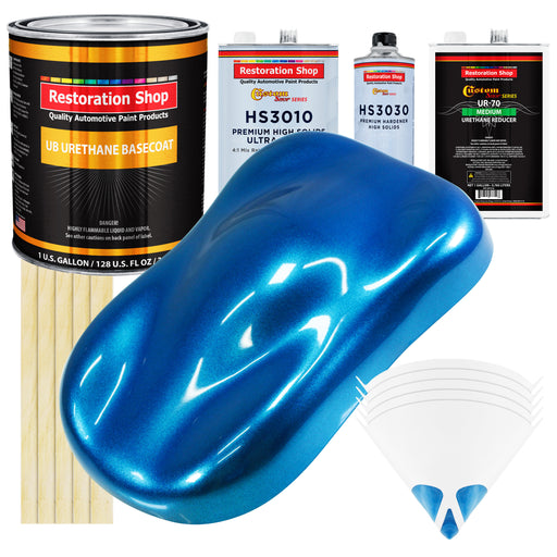 True Blue Firemist - Urethane Basecoat with Premium Clearcoat Auto Paint (Complete Medium Gallon Paint Kit) Professional High Gloss Automotive Coating