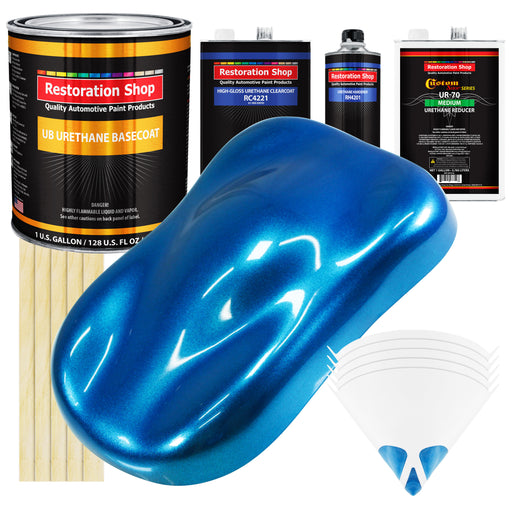 True Blue Firemist - Urethane Basecoat with Clearcoat Auto Paint - Complete Medium Gallon Paint Kit - Professional Gloss Automotive Car Truck Coating