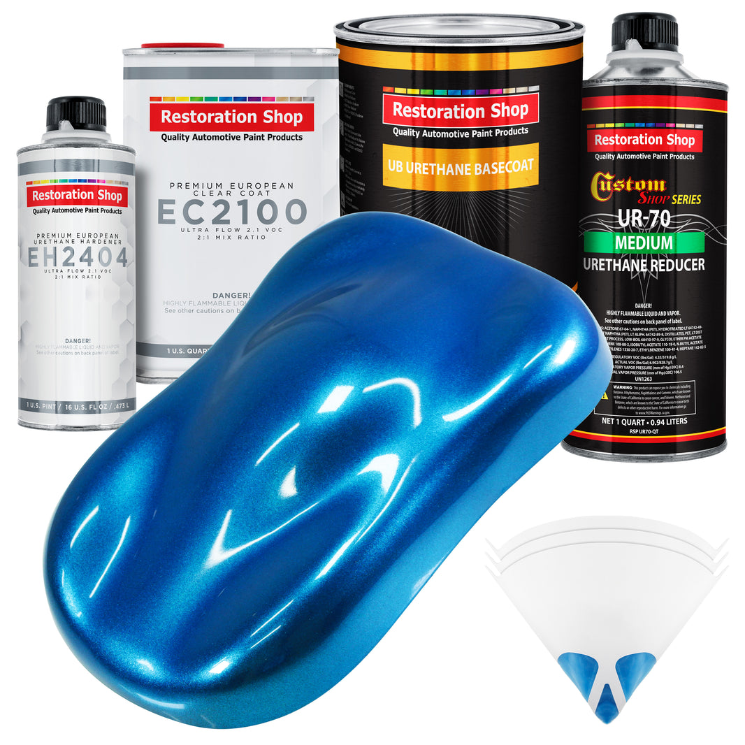True Blue Firemist Urethane Basecoat with European Clearcoat Auto Paint - Complete Quart Paint Color Kit - Automotive Refinish Coating