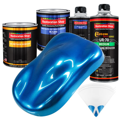 True Blue Firemist - Urethane Basecoat with Clearcoat Auto Paint - Complete Medium Quart Paint Kit - Professional Gloss Automotive Car Truck Coating